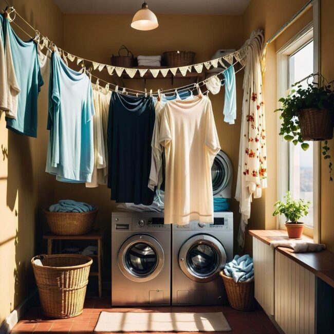 Składanie prania na linkach