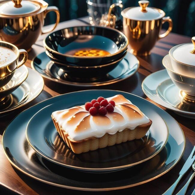 Zastawa stołowa z motywami roślinnymi